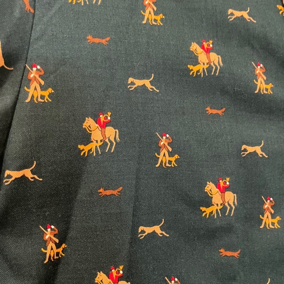 Vintage horse and hound equestrian Patterned green button down Shirt. Classic! - Picture 3 of 9